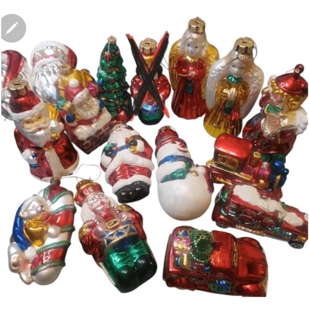 Large Lot of 13 Vintage Glass By Peschka Mouth Blown Hand Blown Christmas Orname